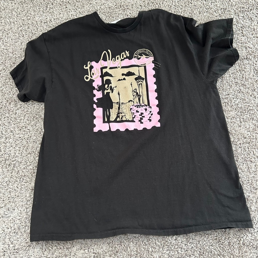 Delta Pro Weight Black Las‎ Vegas T-Shirt XL Pink Casino Chips Tee sparkle